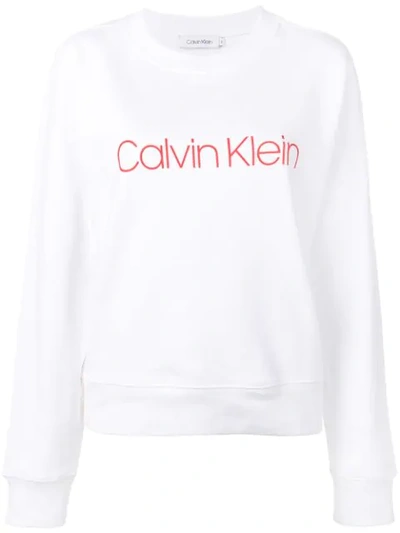 Calvin Klein Logo Print Sweatshirt In White