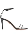 Aquazzura Minimalist 85 Leather And Pvc Sandals In Black