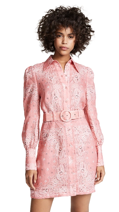 Zimmermann Heathers Bandana Print Linen Shirtdress In Pink