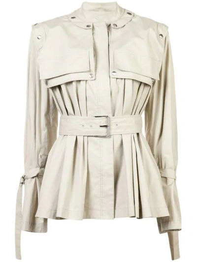 Proenza Schouler Pocket Detail Belted Cotton Blend Jacket In Beige