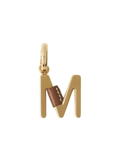 Burberry Leather-wrapped ‘m' Alphabet Charm In Gold