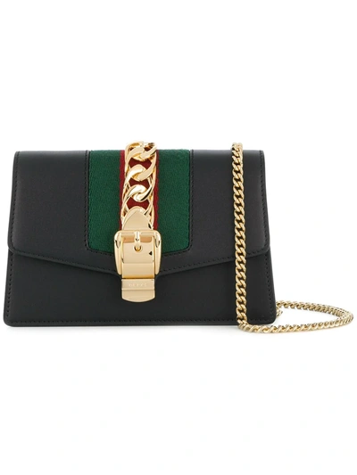 Gucci Super Mini Sylvie Leather Crossbody Bag In Black