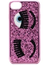 Chiara Ferragni Cover Iphone S6-7-8 Flirting Glitter In Rose-pink