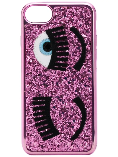 Chiara Ferragni Cover Iphone S6-7-8 Flirting Glitter In Rose-pink
