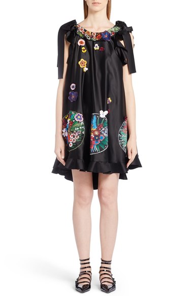 satin trapeze dress