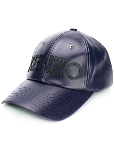 Kenzo Logo Embroidered Cap In Blue