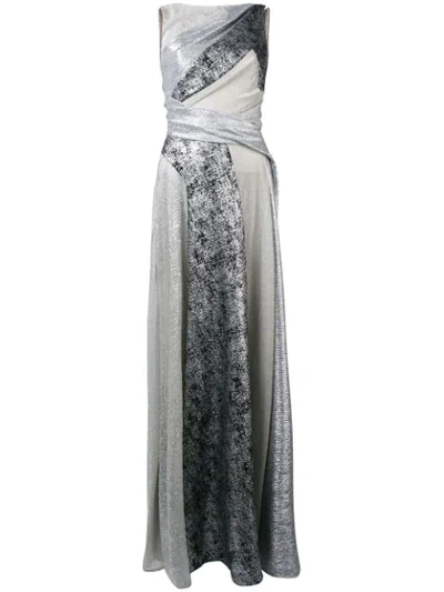 Talbot Runhof Metallic Panelled Long Dress