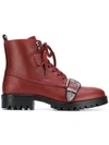 Trussardi Jeans Buckled Ankle Boots In Brick Red