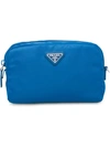 Prada Logo Pouch In Blue