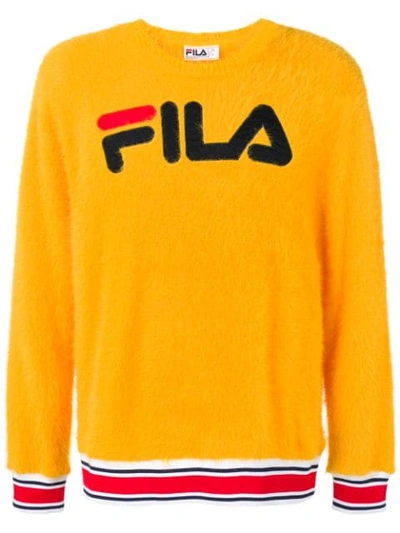 Fila Textured Logo Jumper In Yellow