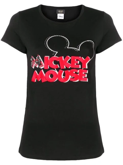 Liu •jo Liu Jo Liu Jo + Disney Embroidered Mickey Mouse Logo T-shirt - Black