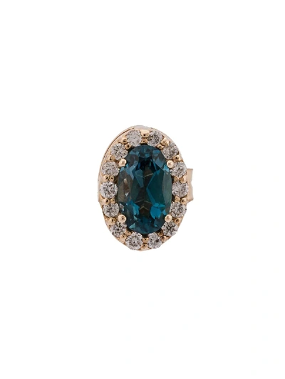 Alison Lou 14kt Gold Gemstone Stud Earrings - Blue