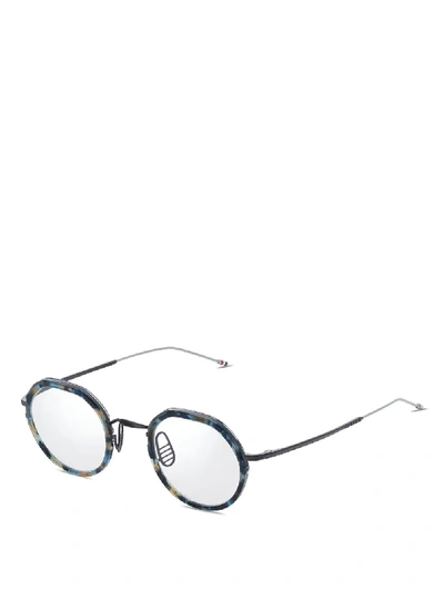 Thom Browne Eyewear Tortoise Shell Tone Glasses In Silver
