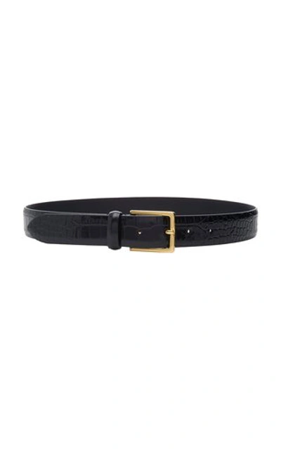Anderson's Croc-effect Leather Belt In Black