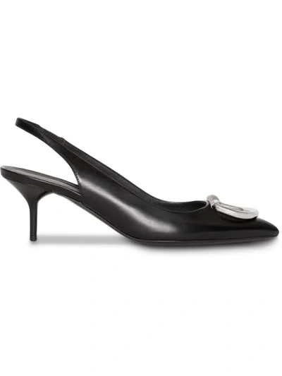 Burberry The Leather D-ring Slingback Pump In Black