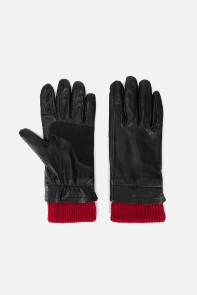 Ami Alexandre Mattiussi Leather Gloves In Black