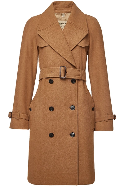 Burberry Cranston Coat With Wool And Cashmere In Camel | ModeSens