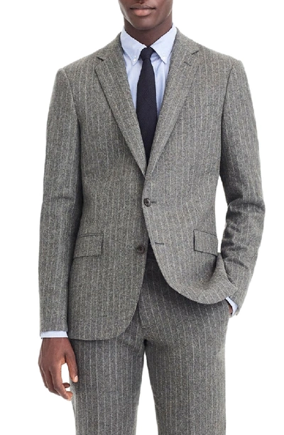 Jcrew Ludlow Slim Fit Chalk Stripe Wool Blend Suit Jacket In Light Charcoal Chalk Stripe