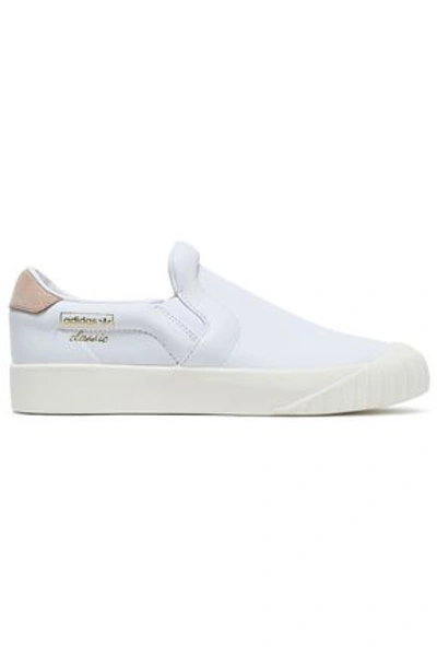 Adidas Originals Woman Suede-trimmed Leather Slip-on Sneakers White