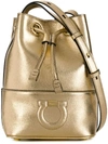 Ferragamo City Quilted Gancio Bucket Bag - Metallic In Gold