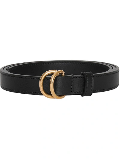 Burberry Slim Leather Double D-ring Belt In Black