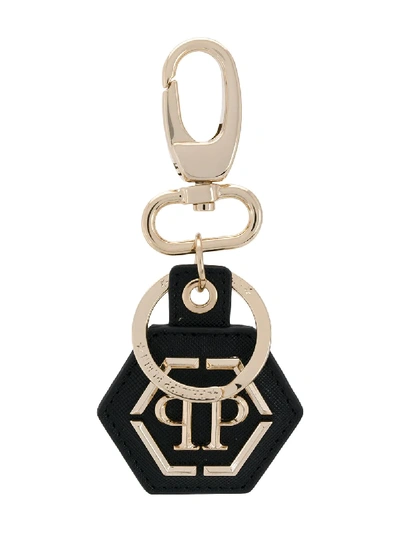Philipp Plein Logo Plaque Keychain In Black