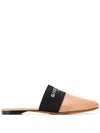 Givenchy 10mm Bedford Logo Leather Mules In Skin