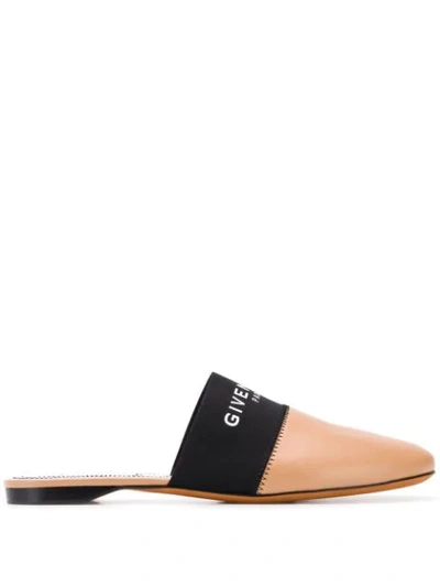 Givenchy 10mm Bedford Logo Leather Mules In Skin