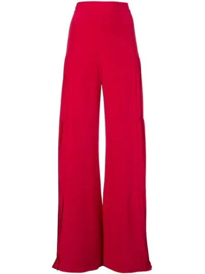 Alexis Talley Shirred Wide-leg Silk Pants In Cherry