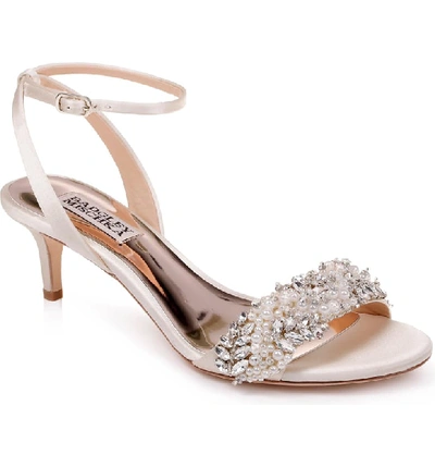 Badgley Mischka Women's Fiona Embellished Kitten Heel Sandals In Ivory