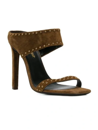 Saint Laurent Mica Studded Suede High-heel Sandals In Black