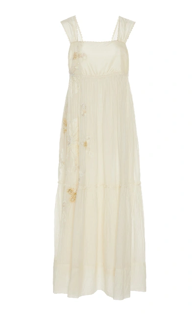 Péro Embroidered Cotton Dress In White