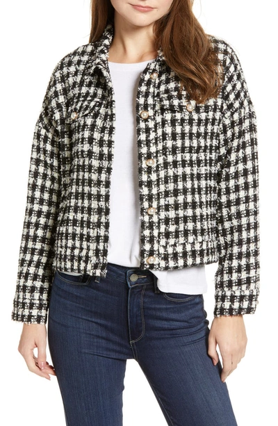 Cupcakes And Cashmere Andre Tweed Button-front Cropped Jacket In Black
