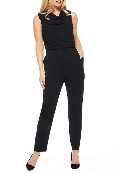 Maggy London Crepe Cowl Neck Jumpsuit In Black
