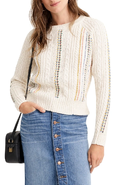 Jcrew Rainbow Cable Knit Sweater In Ivory Multi