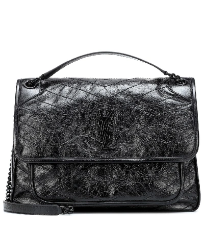 Saint Laurent Niki Medium Leather Shoulder Bag In Black