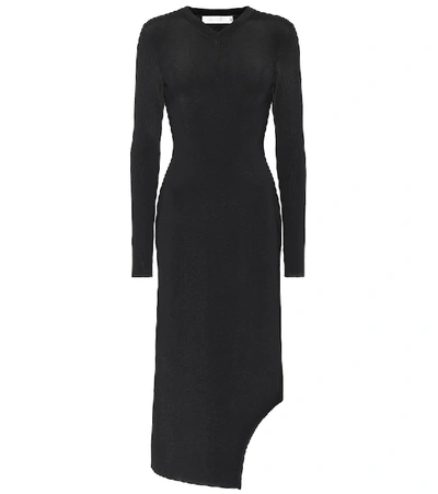 Victoria Beckham Ribbed Knit Midi Dress In Black