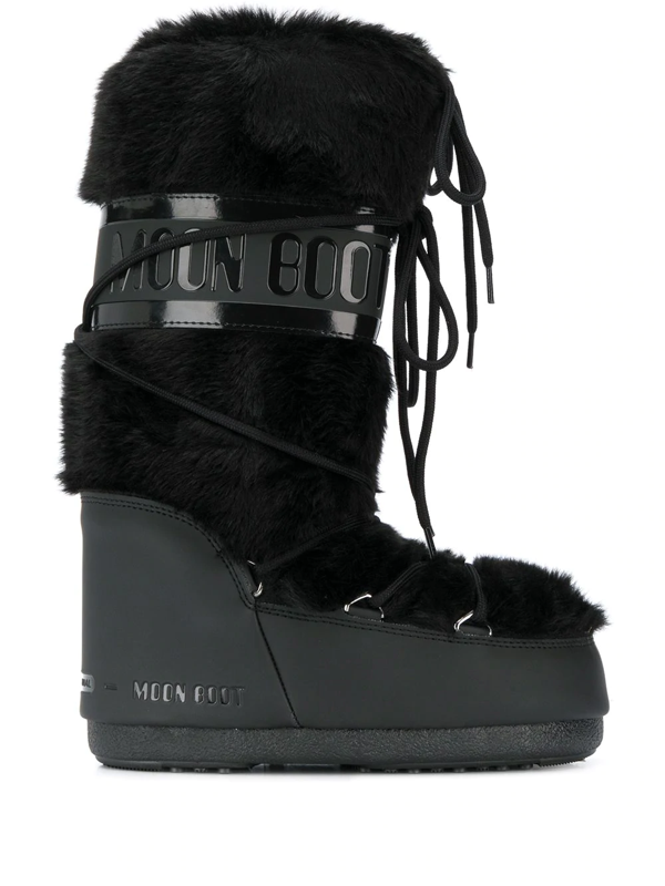 Moon Boot Classic Faux Fur-trimmed Ankle Boots In Black | ModeSens