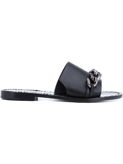 Thomas Wylde Chain Detail Slider Sandals - Black