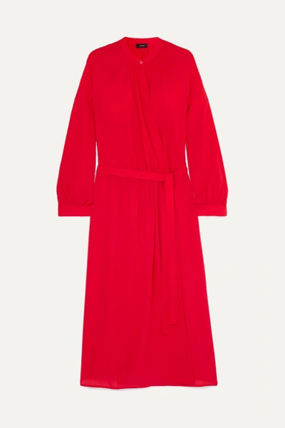 Joseph Nolan Wrap-effect Silk-georgette Midi Dress In Red