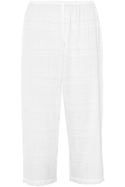 Skin Nicolette Shirred Cotton-gauze Pajama Pants In White