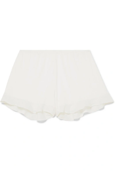 Skin 'joslyn' Ruffled Pima Cotton Pajama Shorts In White