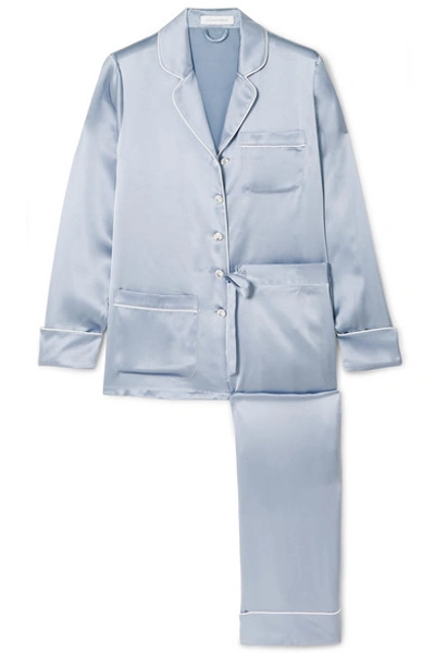 Olivia Von Halle Coco Silk-satin Pajama Set In Sky Blue