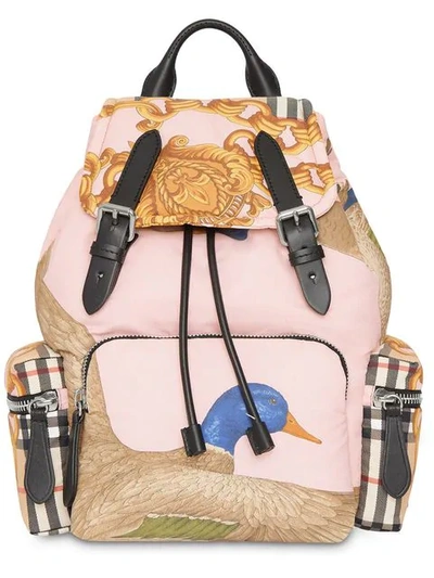 Burberry The Medium Rucksack In Archive Scarf Print In Pink