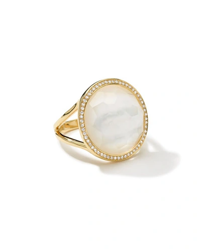 Ippolita Women's Lollipop 18k Yellow Gold, Mother-of-pearl Doublet & Diamond Medium Ring In White Mop