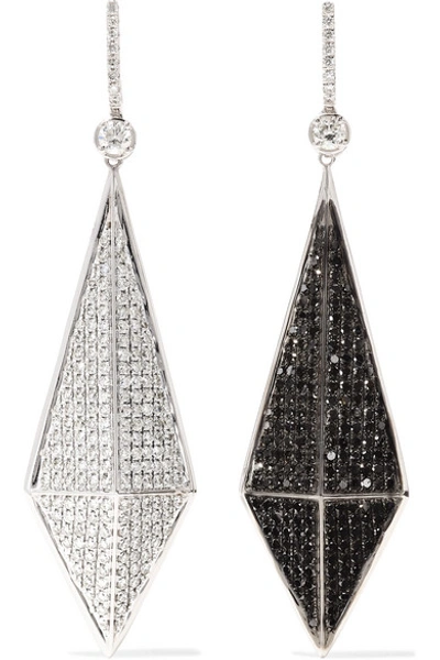 Ofira Pyramid Reversible 18-karat Blackened White Gold Diamond Earrings