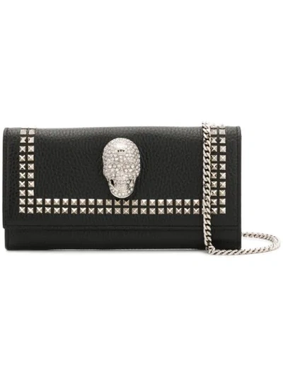 Philipp Plein Crystal Skull Clutch In Black