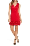 Donna Ricco Cupcake Hem Scuba Sheath Dress In Red