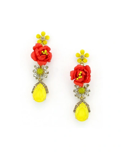 Elizabeth Cole Myers Dangle Earrings In Red/yellow