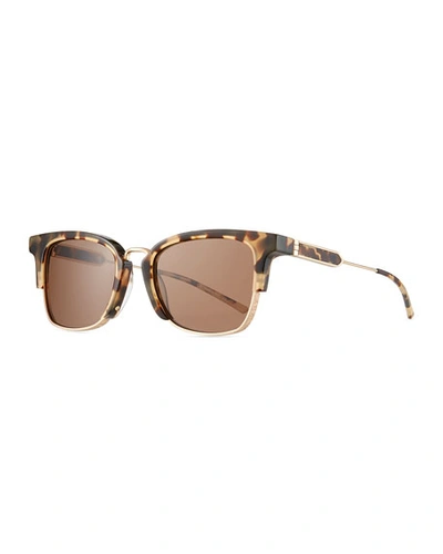 Calvin Klein 205w39nyc Square Acetate & Titanium Logo-engraved Sunglasses In Khaki Rose
